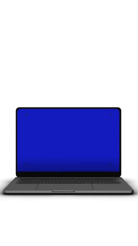 Laptop Blue Screen Mockup with Tracking Markers Stock Footage 341369606