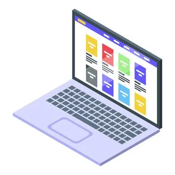 Laptop book icon isometric vector. School study Stockillustratie