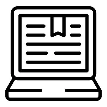 Laptop book icon outline vector. Child education Stock Illustration