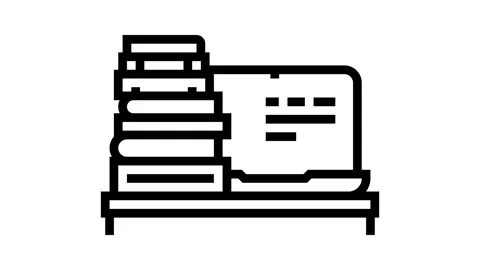 Laptop books online learning platform line icon animation Stock Footage 326131412