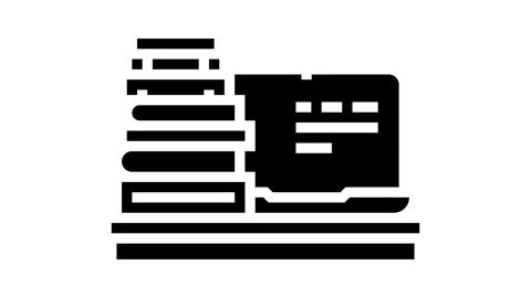 Laptop books online learning platform glyph icon animation Stock Footage 326152086