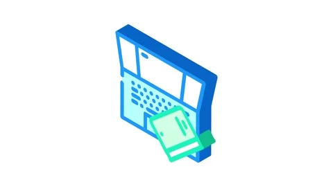 Laptop books online learning platform isometric icon animation Stock Footage 327276885