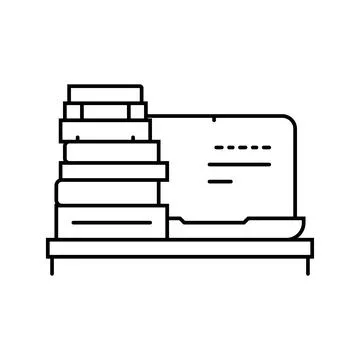 Laptop books online learning platform line icon vector illustration Illustrazione stock