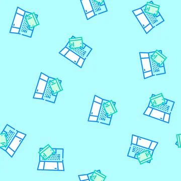 Laptop books online learning platform vector seamless pattern Stock Illustration