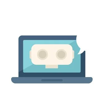 Laptop bot icon flat vector. Office service Illustrazione stock