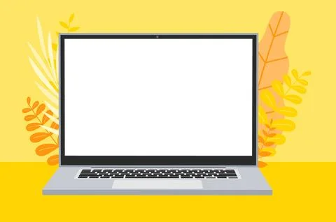 Laptop botanical background Stock Illustration