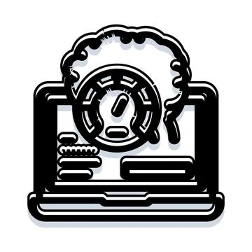 Laptop with brain performance optimization and speed acceleration Stock Illustration