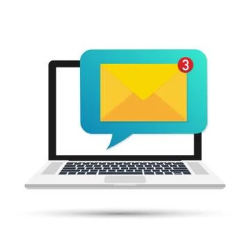 Laptop with browser and envelope vector illustration, symbol of email receivi Stock-Illustration