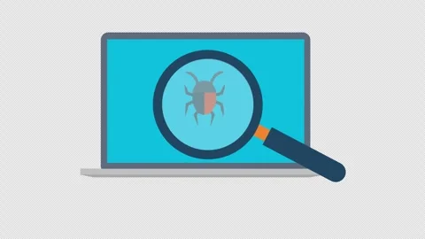 Laptop Bug Detection and Cybersecurity Malware Scan Animation Stock Footage 339763487