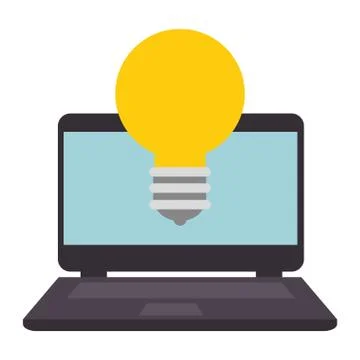 Laptop with bulb light Stock Illustration