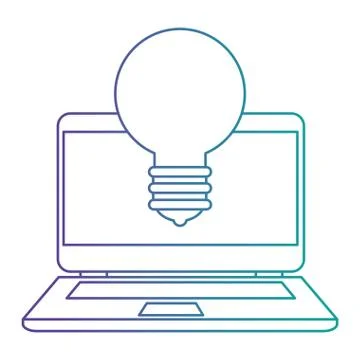 Laptop with bulb light Stock Illustration