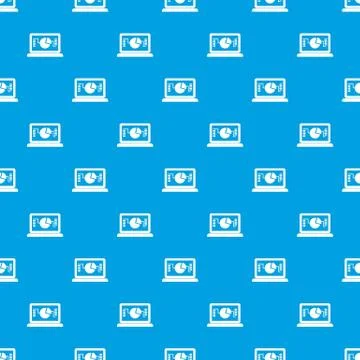 Laptop with business graph pattern seamless blue Illustrazione stock