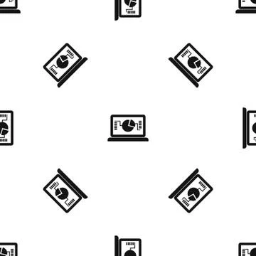 Laptop with business graph pattern seamless black Illustrazione stock