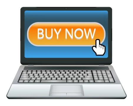 Laptop with buy now button Stock Illustration