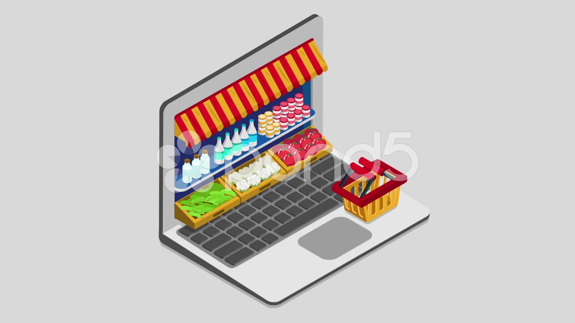 Laptop buy online grocery shopping store... | Stock Video | Pond5