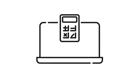 Laptop with calculator icon 库存插图