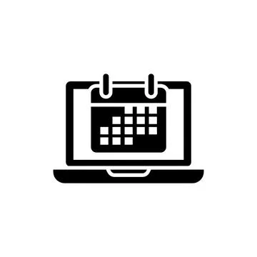 Laptop with calendar schedule remote work planning icon Stock Illustration