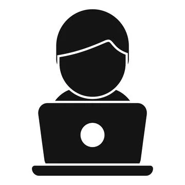 Laptop call center agent help support icon simple vector. Work online Illustrazione stock