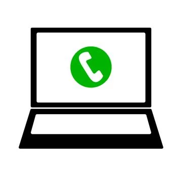 Laptop call icon. Computer and phone icon. Vector. 스톡 일러스트