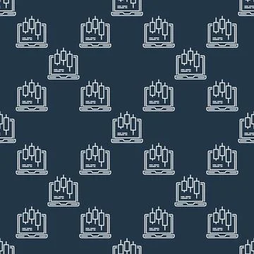 Laptop with candlestick pattern vector online e trading seamless pattern in.. Illustrazione stock