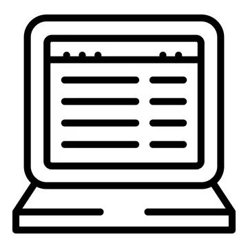 Laptop case study icon outline vector. Business success Stockillustratie