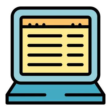 Laptop case study icon vector flat Stockillustratie