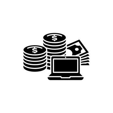 Laptop with Cash Stack Freelance Earnings Icon Stock Illustration