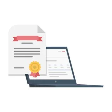 Laptop with a Certificate for Software イラスト素材