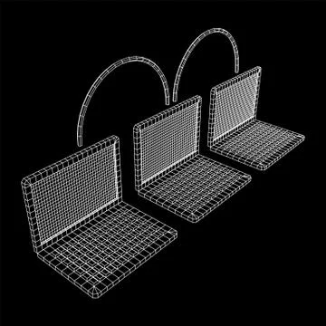Laptop chain. Blockchain big data flow information. Stockillustratie