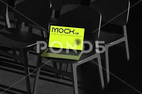 Laptop on Chair Mockup PSD Template