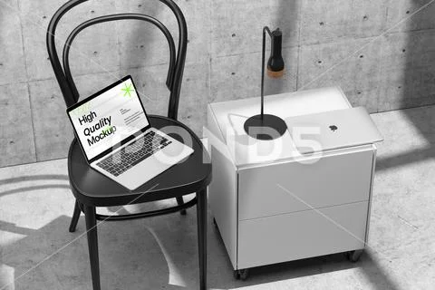 Laptop Chair Workspace Mockup PSD Template