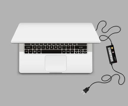 Laptop with charger Stock Illustration