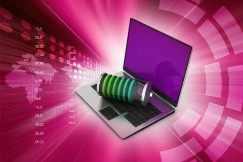 Laptop charging with battery Stock Illustration