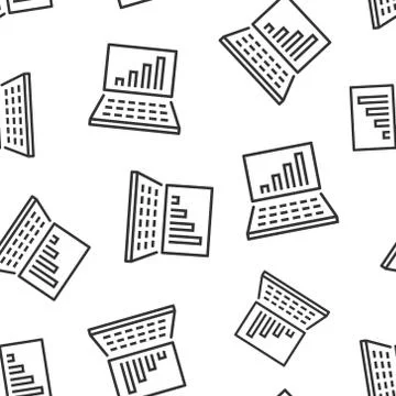 Laptop chart icon in flat style. SEO data vector illustration on white isolat Stock Illustration
