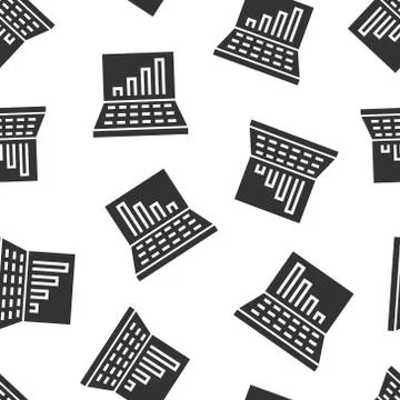 Laptop chart icon in flat style. SEO data vector illustration on white isolat 스톡 일러스트