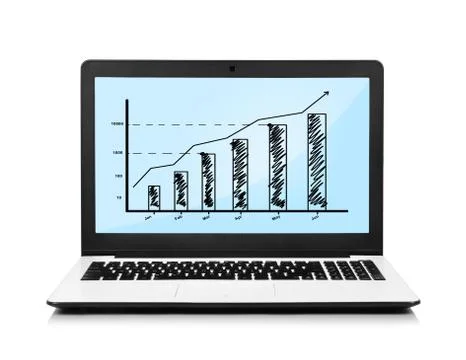 Laptop with chart Stock Illustration