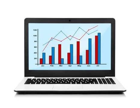 Laptop with chart Stock Illustration