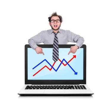 Laptop with chart Stock Photos