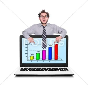 Laptop with chart Stock Photos