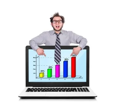 Laptop with chart Stock Photos