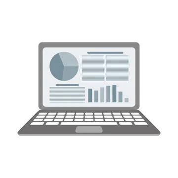 Laptop with charts on the working screen Stock Illustration