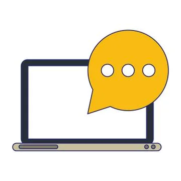Laptop with chat bubble blue lines Stock Illustration