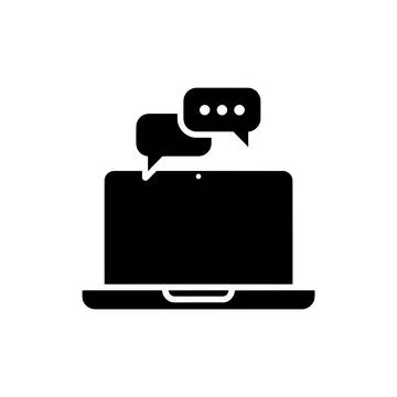 Laptop with chat bubbles above screen remote communication icon Ilustração Stock