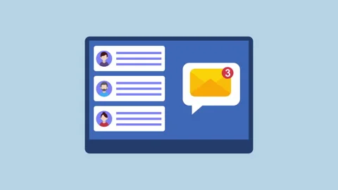 Laptop Chat Interface with Message Notifications 2d Animation with Alpha Matt Stock Footage 334994338