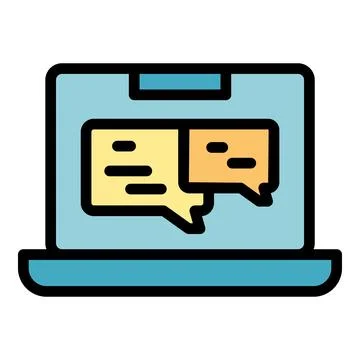 Laptop chat software icon vector flat Stockillustratie