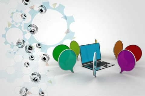 Laptop with chatting bubble Illustrazione stock