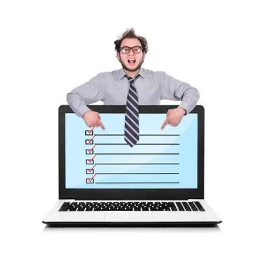 Laptop with check box Illustrazione stock