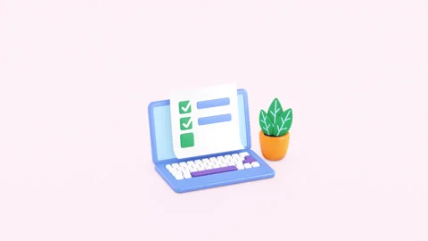 Laptop with checklist 3d render animation. to-do list and business planning Stock Footage 249192729