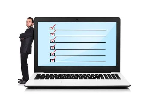 Laptop with checklist イラスト素材