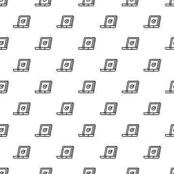 Laptop with checkmark icon seamless technology pattern Stock Illustration